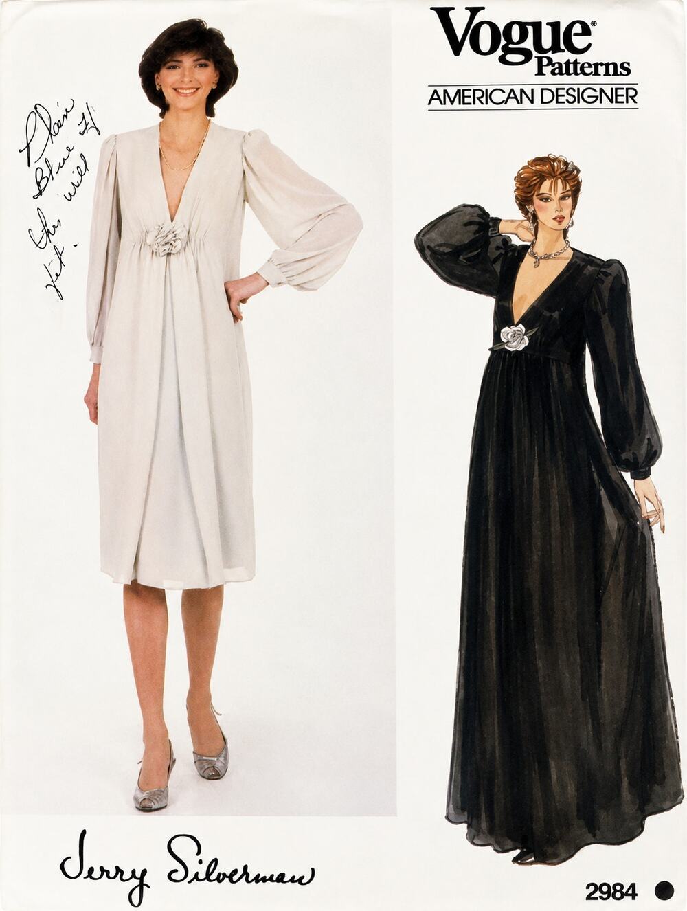 VOGUE Patterns 2984 American Designer Jerry Silverman ALine dress Size 8 Uncut￼